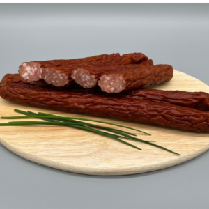 Putenkabanossi mit Schweinespeck